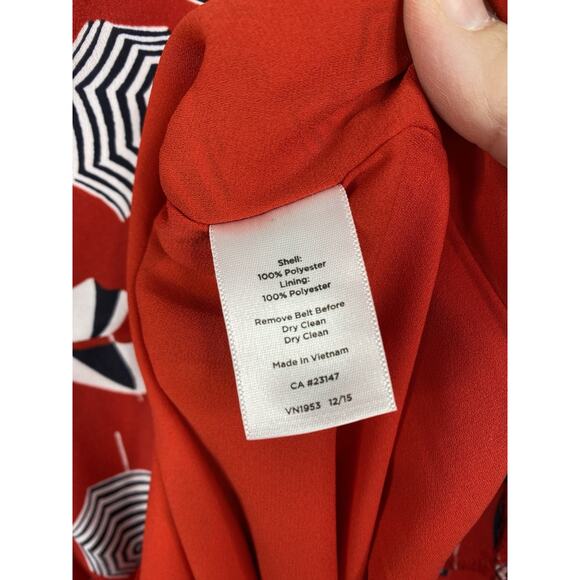 NWT Talbots Dress Sz 12 Red Beach Umbrellas Martini V Neck Lined Sheath NWT - Picture 9 of 11